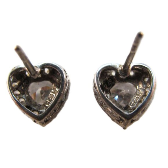 Cubic Zirconia Sterling Silver Heart Pierced Earrings - Picture 7 of 15